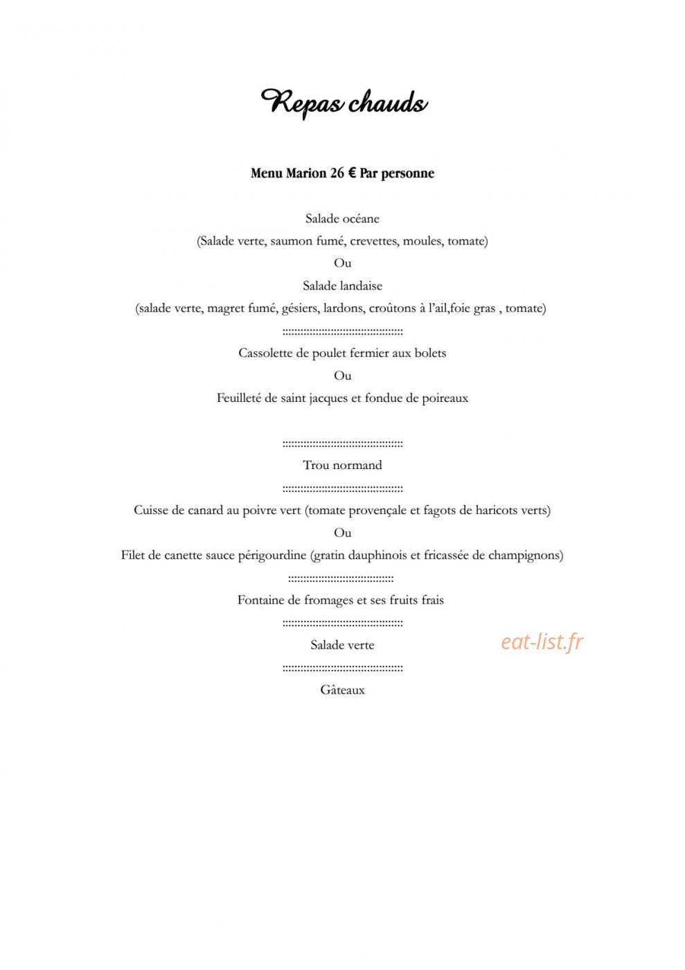 Le Petit Gourmet — carte page 11