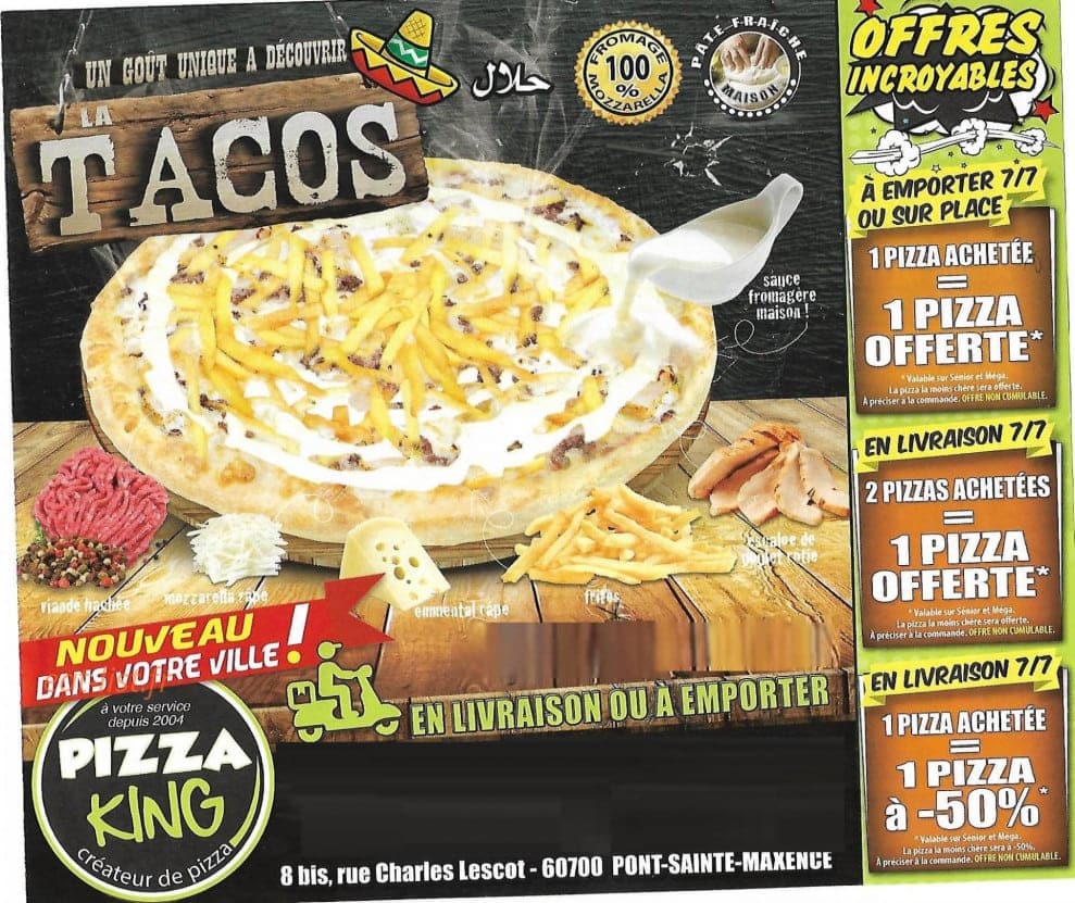 Pizza king — carte page 1