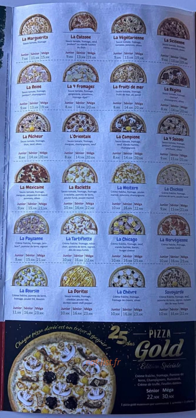 Carte et menu de Pizza Time à Pont Sainte Maxence — Menu 2