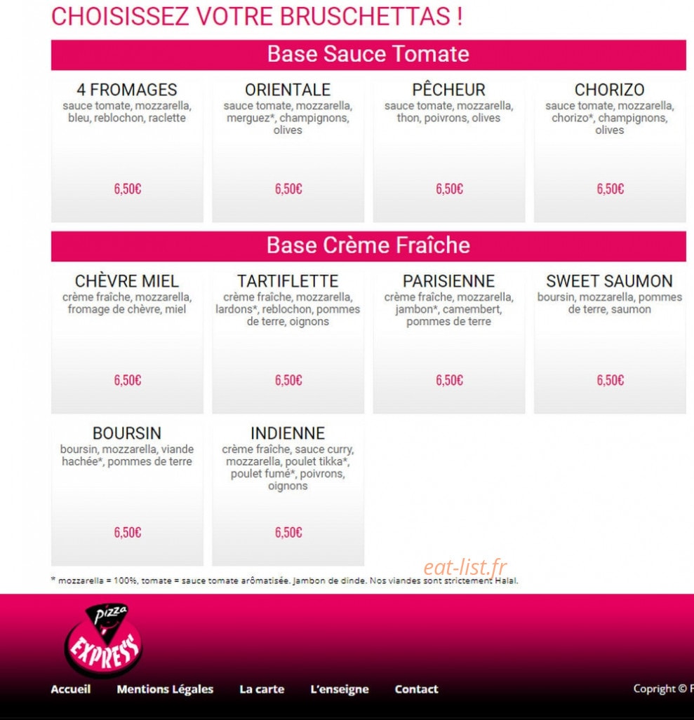 Express Pizza — carte page 4
