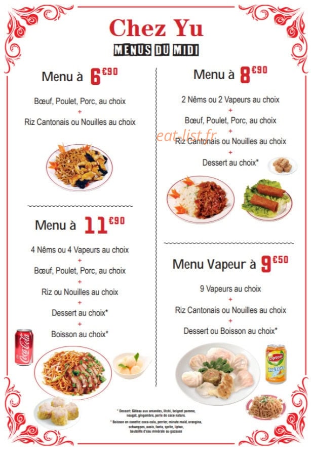 Chez Yu — carte page 1