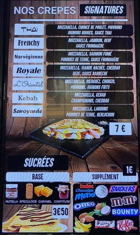 Sun Burger — carte page 1