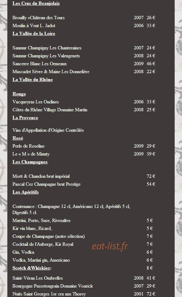 Auberge du Buissonnet — carte page 3