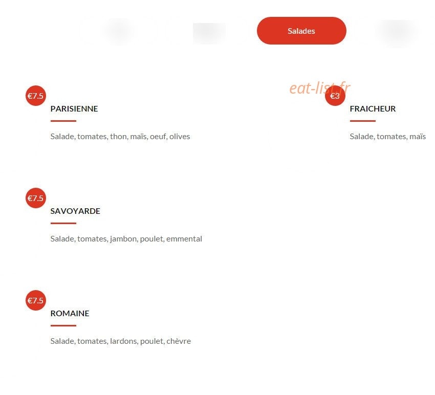Planet Pizza — carte page 2