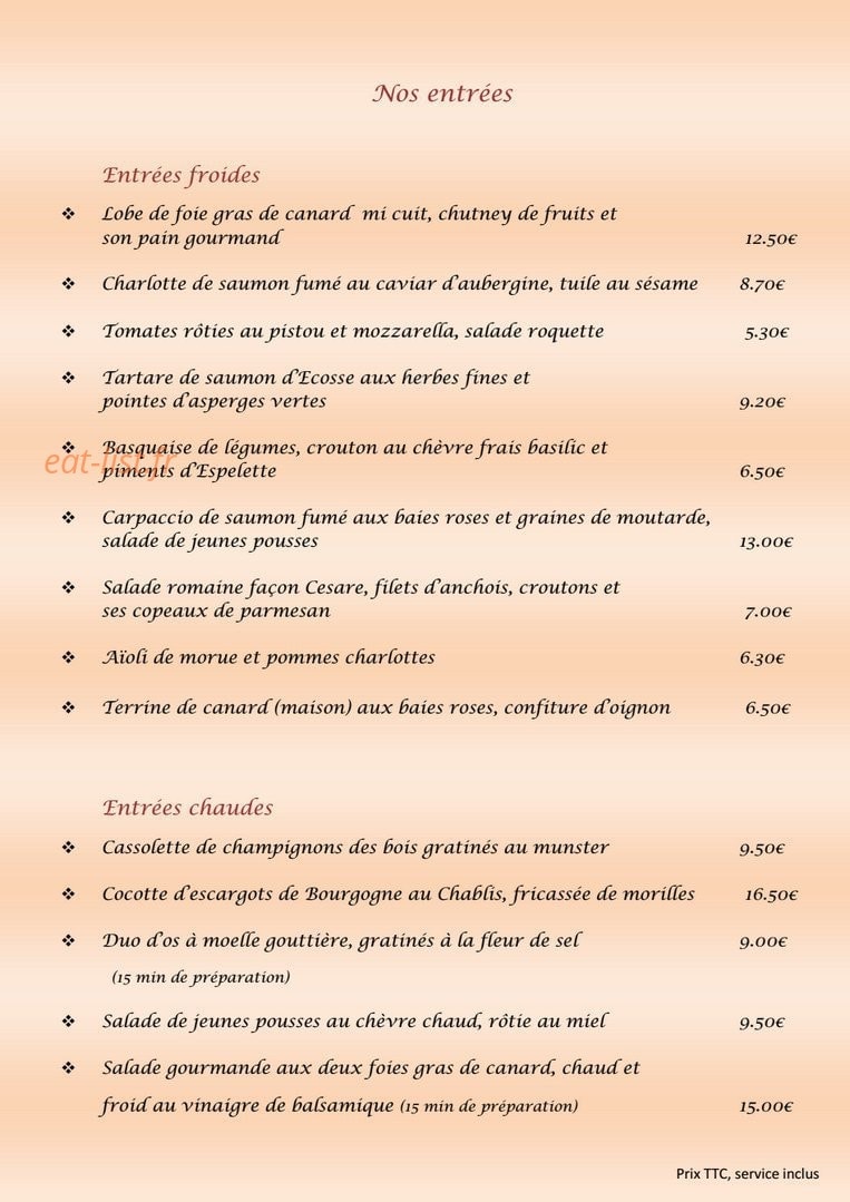 La Fleur de Sel — carte page 1