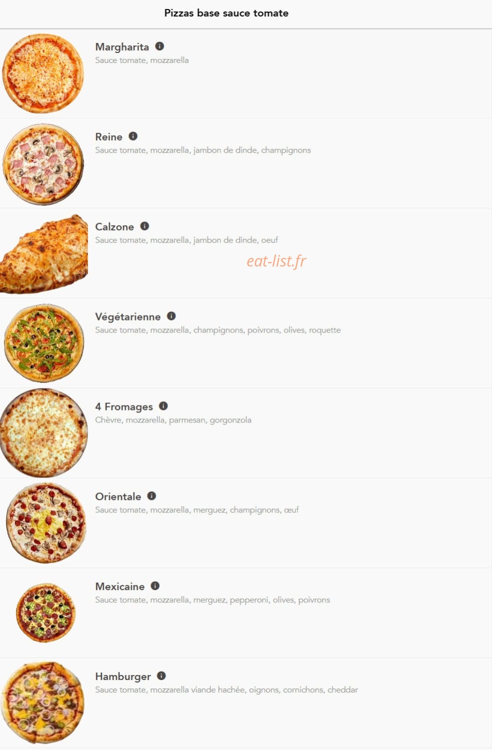 Dolce Pizza — carte page 1
