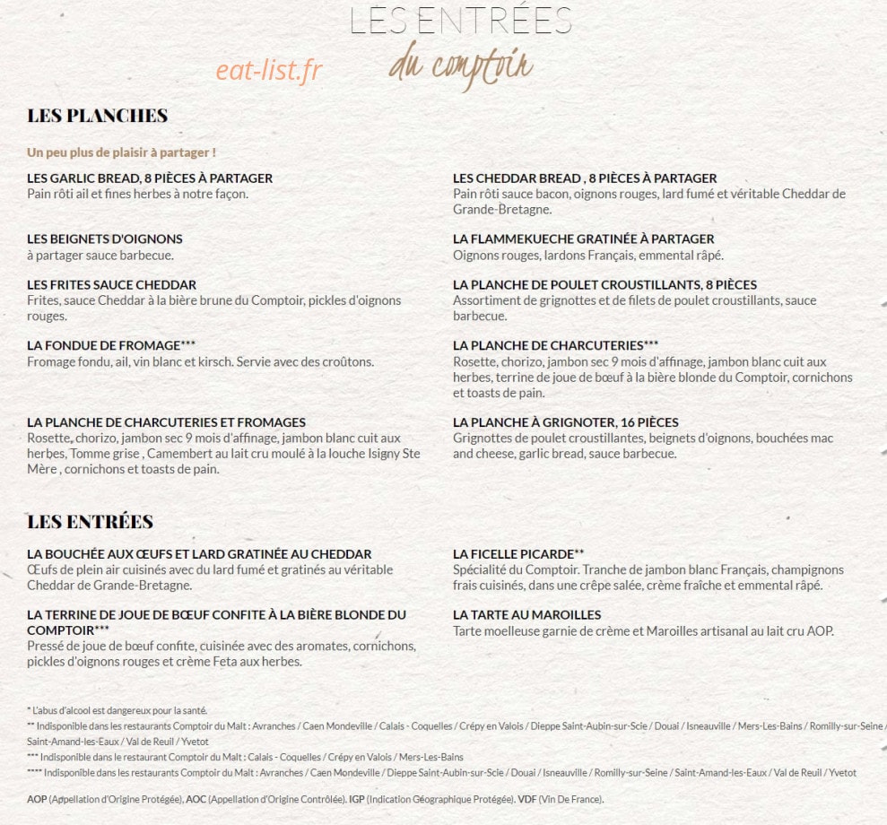 Le Comptoir du Malt — carte page 2