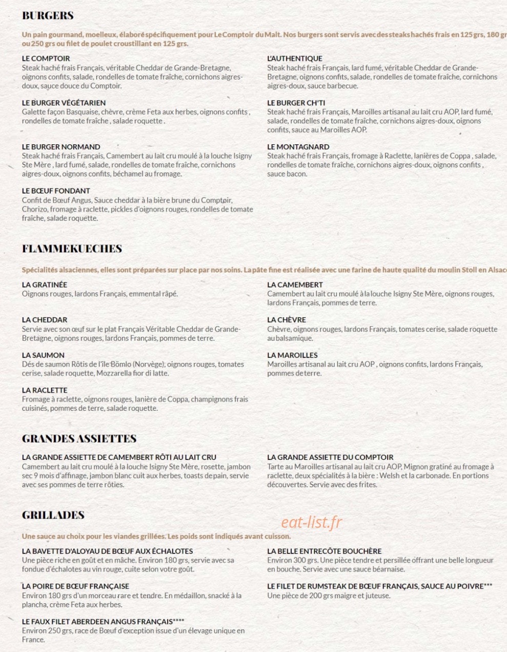 Le Comptoir du Malt — carte page 4