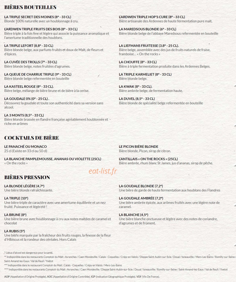 Le Comptoir du Malt — carte page 9