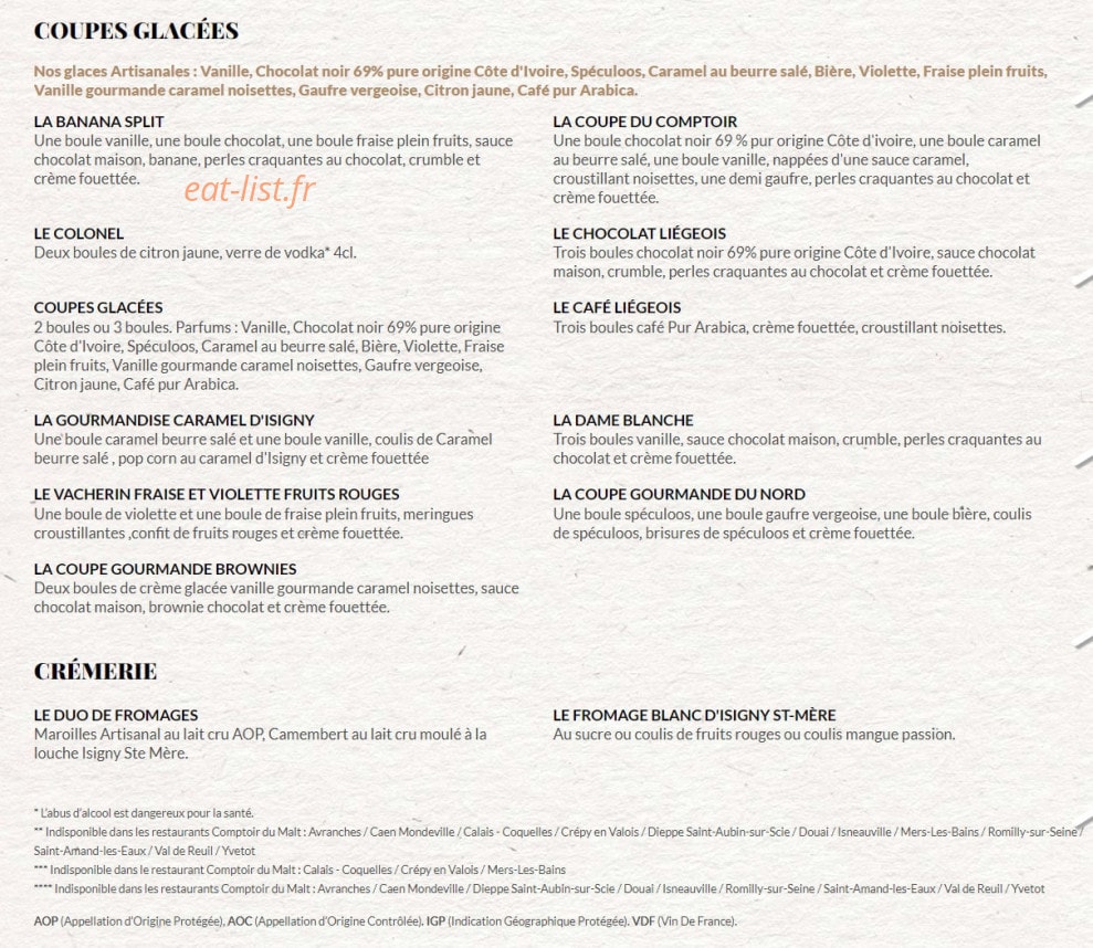 Le Comptoir du Malt — carte page 8
