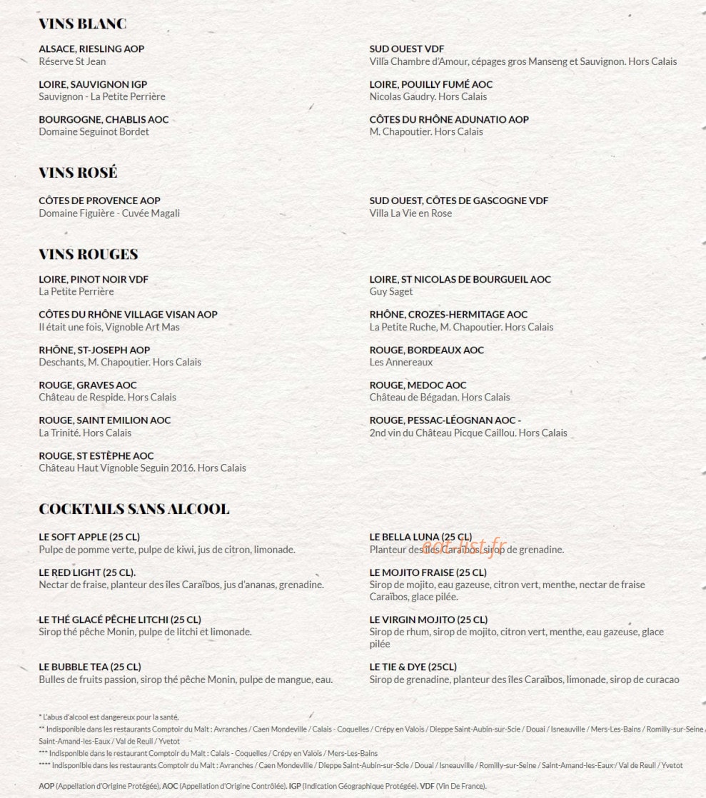 Le Comptoir du Malt — carte page 13
