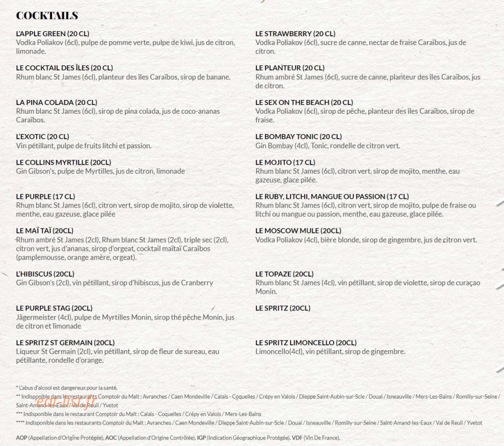 Le Comptoir du Malt — carte page 10