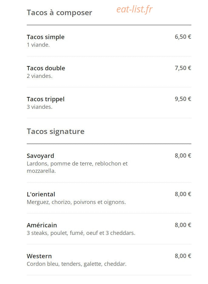 Sun Burger — carte page 4