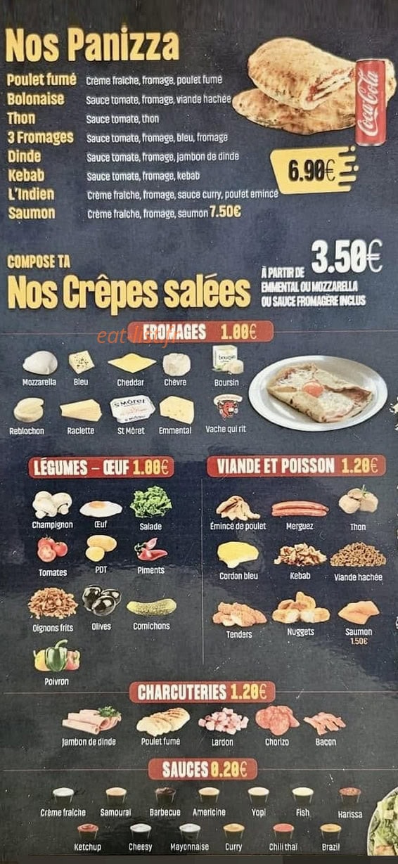 Carte et menu de Sunny pizza à Crepy en Valois — Menu 2