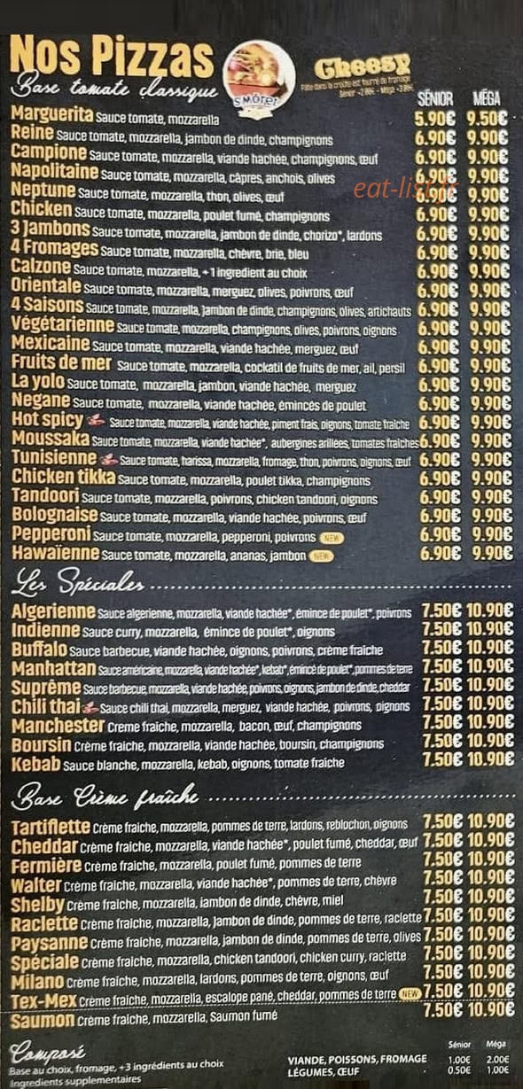 Carte et menu de Sunny pizza à Crepy en Valois — Menu 3