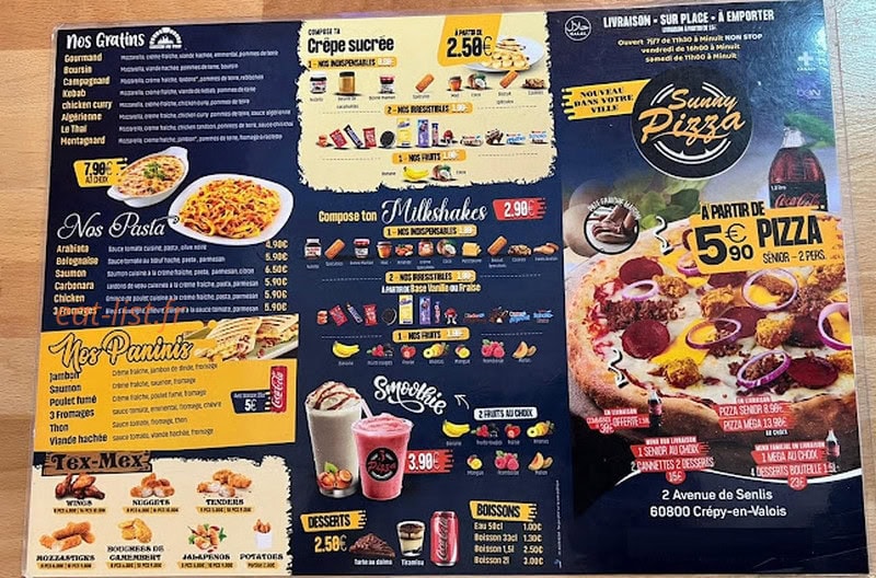 Sunny pizza — carte page 2