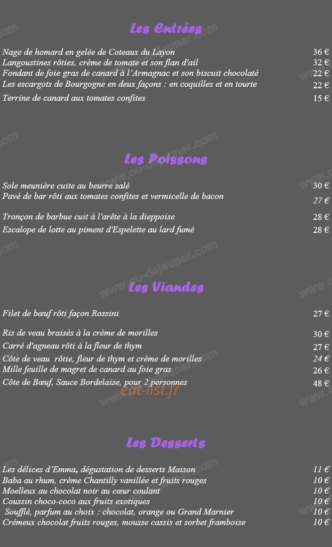Les Trois Canards — carte page 1