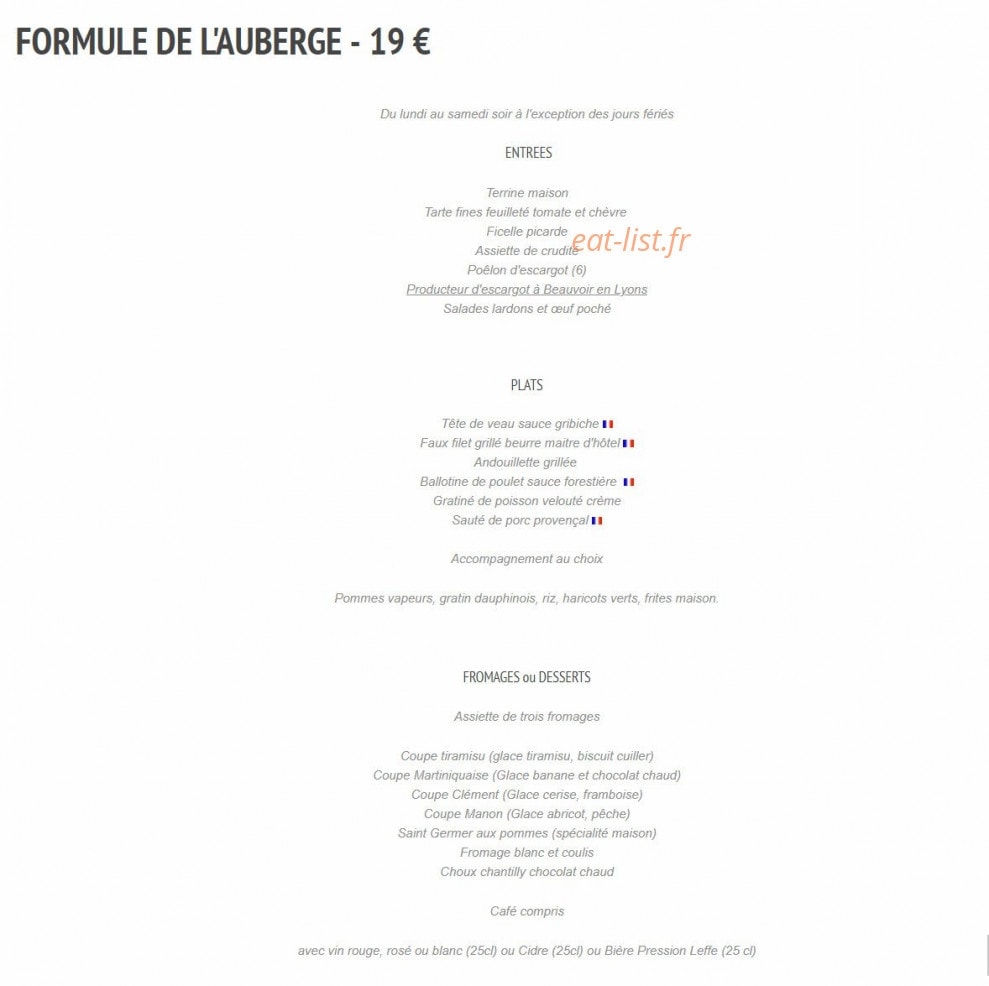 Auberge de l'Abbaye — carte page 2