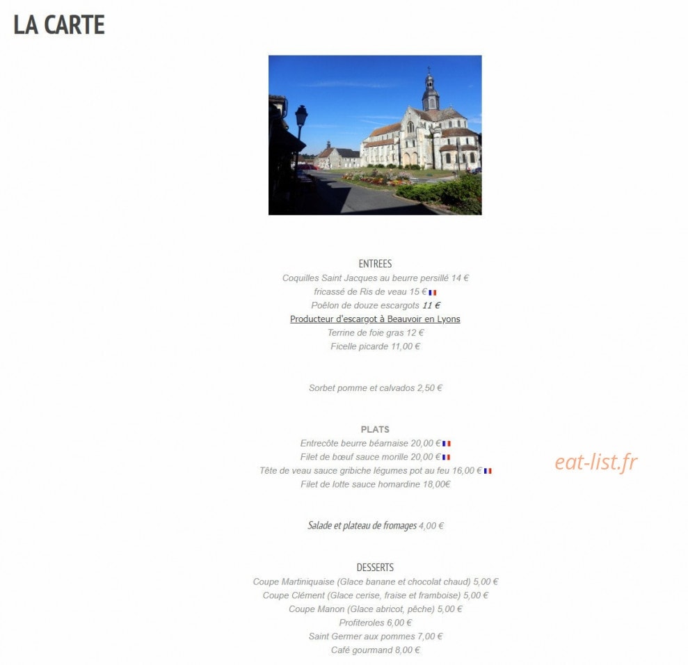 Auberge de l'Abbaye — carte page 6