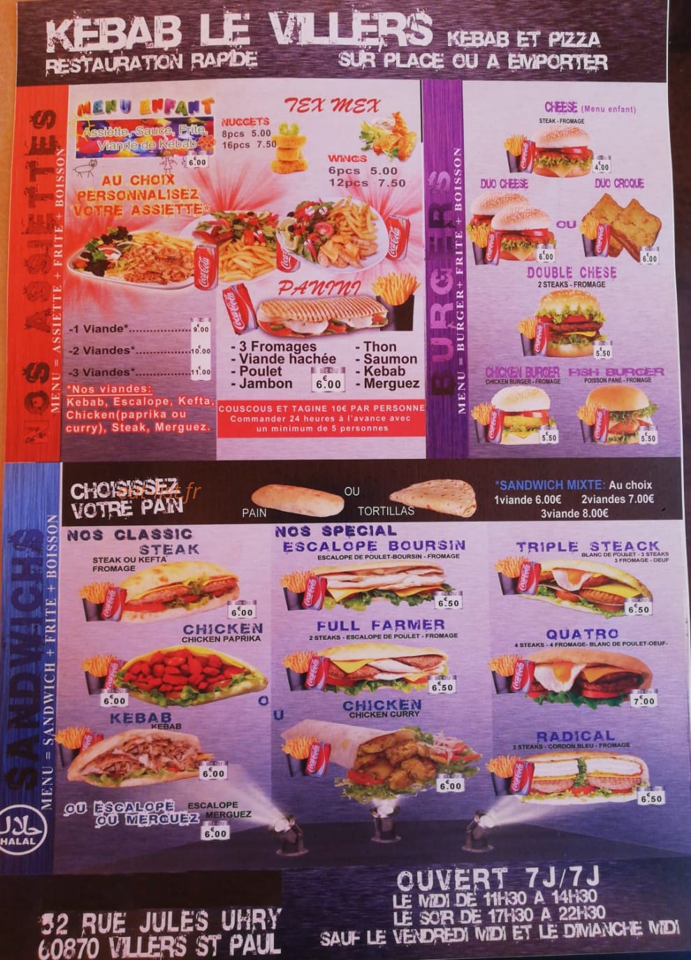 Kebab Le Villers — carte page 2