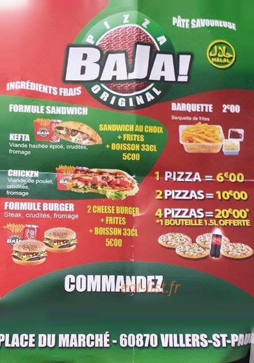 Pizza Baja Original — carte page 1