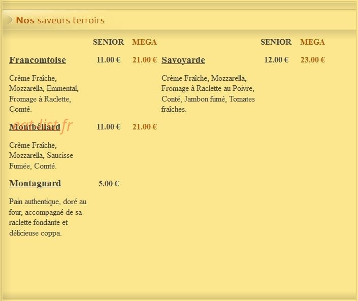 Carte et menu de Pizza Lusitalia à Villers Saint Paul — Les Saveurs Terroir