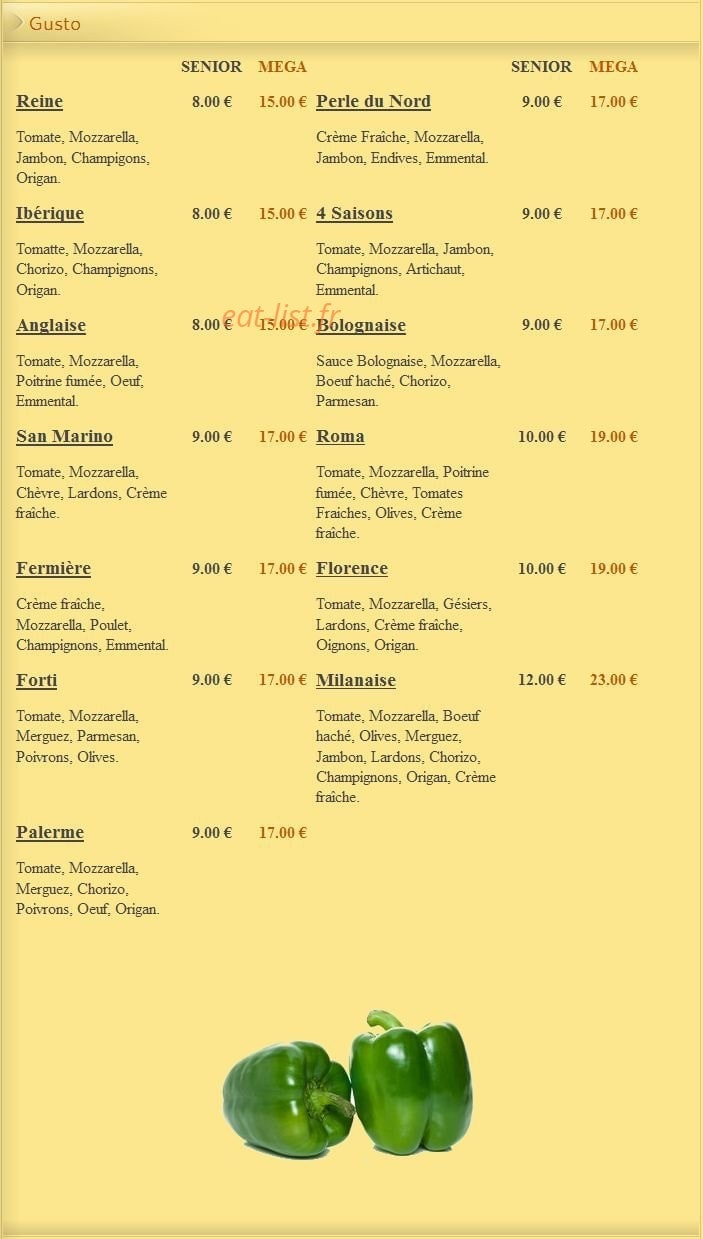 Carte et menu de Pizza Lusitalia à Villers Saint Paul — Les Gustos