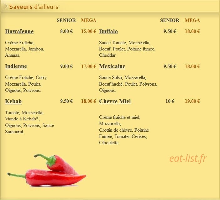 Carte et menu de Pizza Lusitalia à Villers Saint Paul — Les Saveurs D'ailleurs