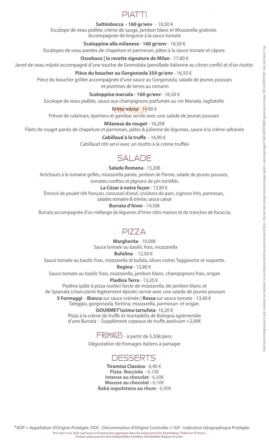 Il Ristorante — carte page 2