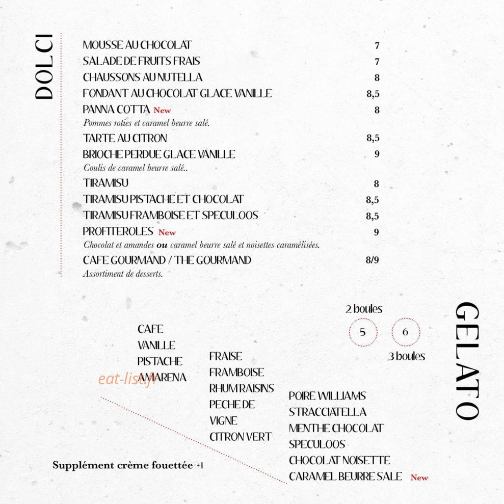 Le Comptoir Italien — carte page 8