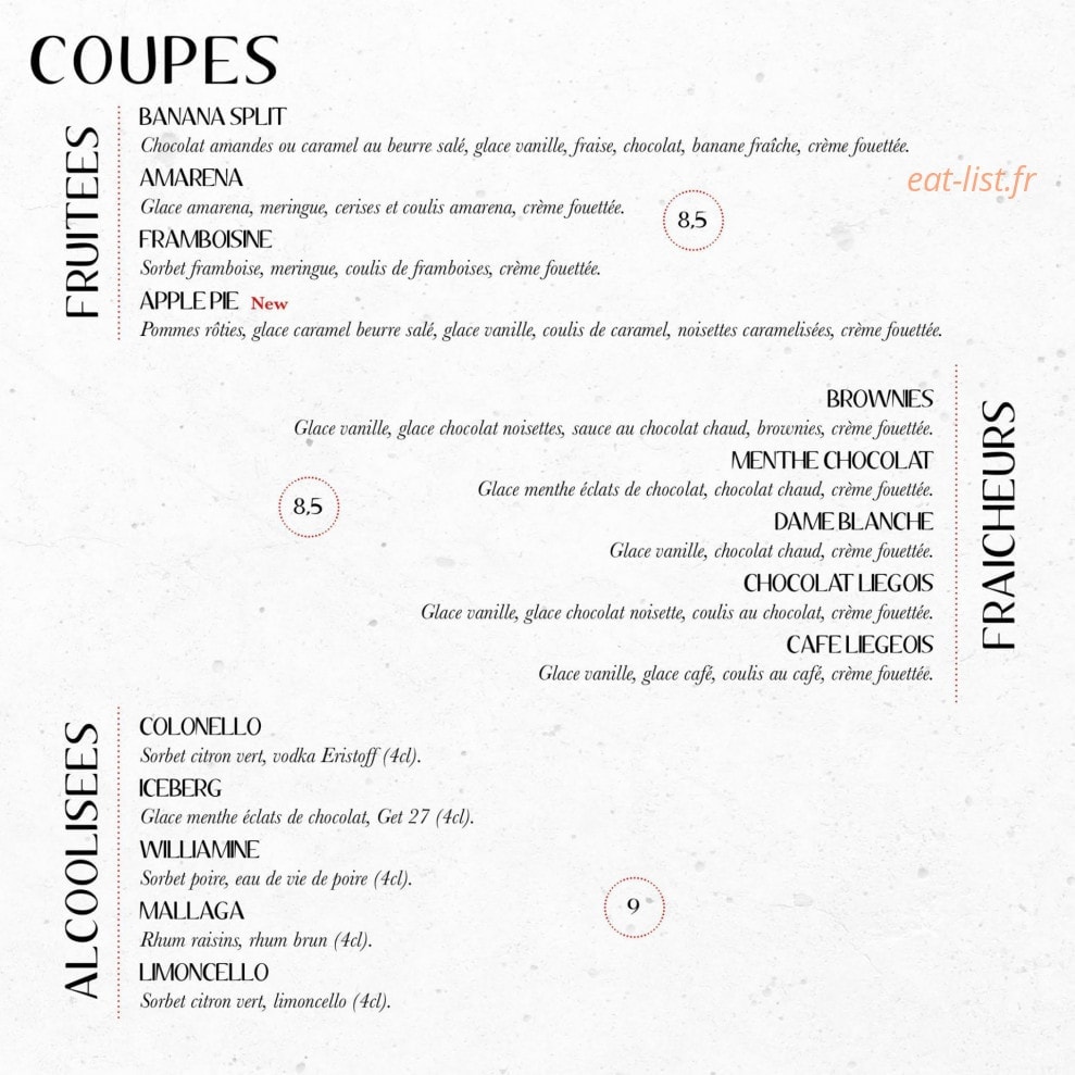 Le Comptoir Italien — carte page 9