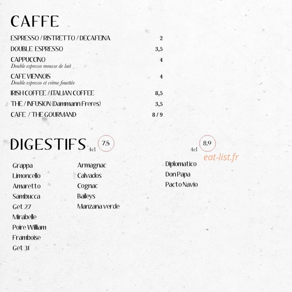 Le Comptoir Italien — carte page 10