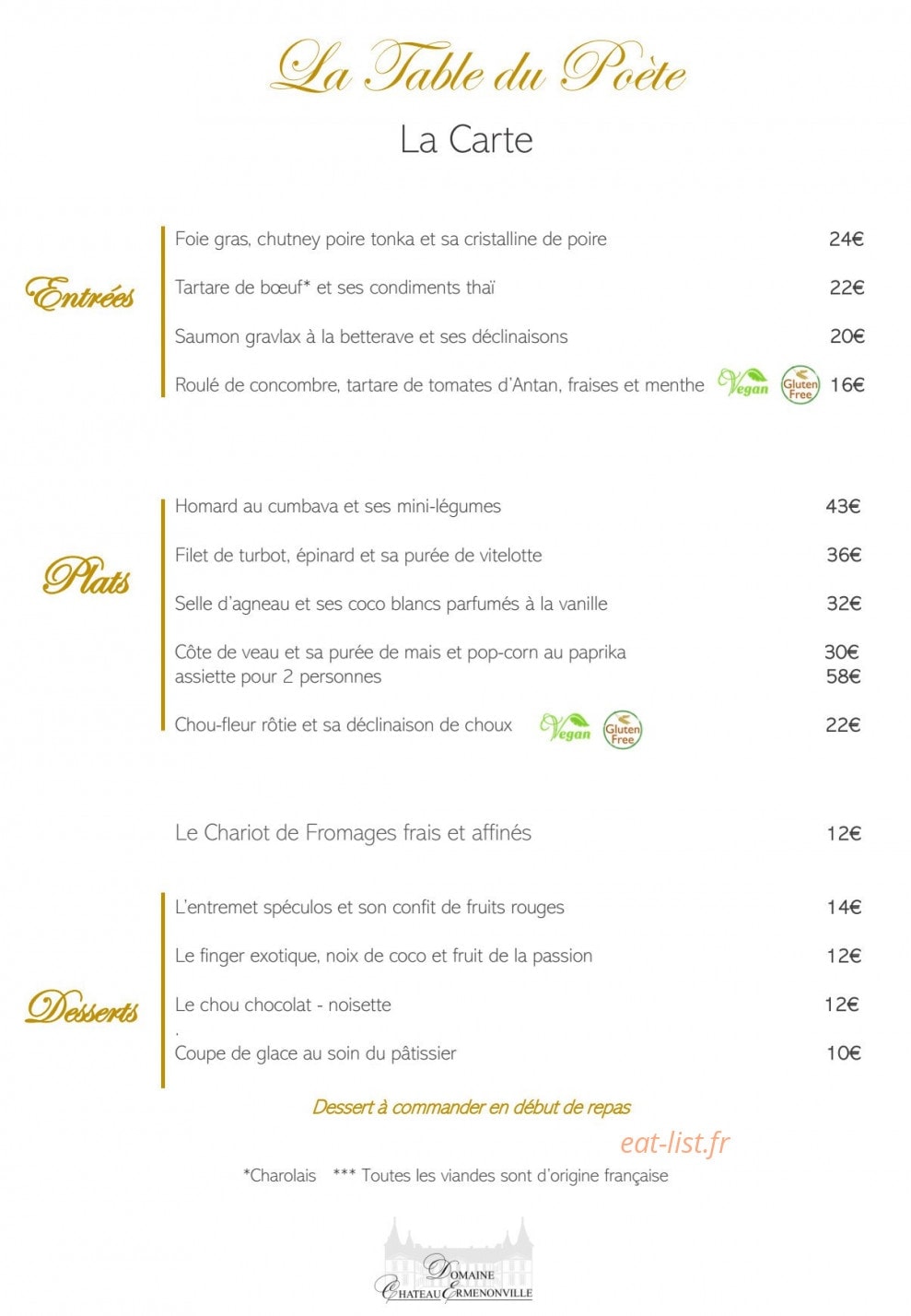 La Table du Poète — carte page 1
