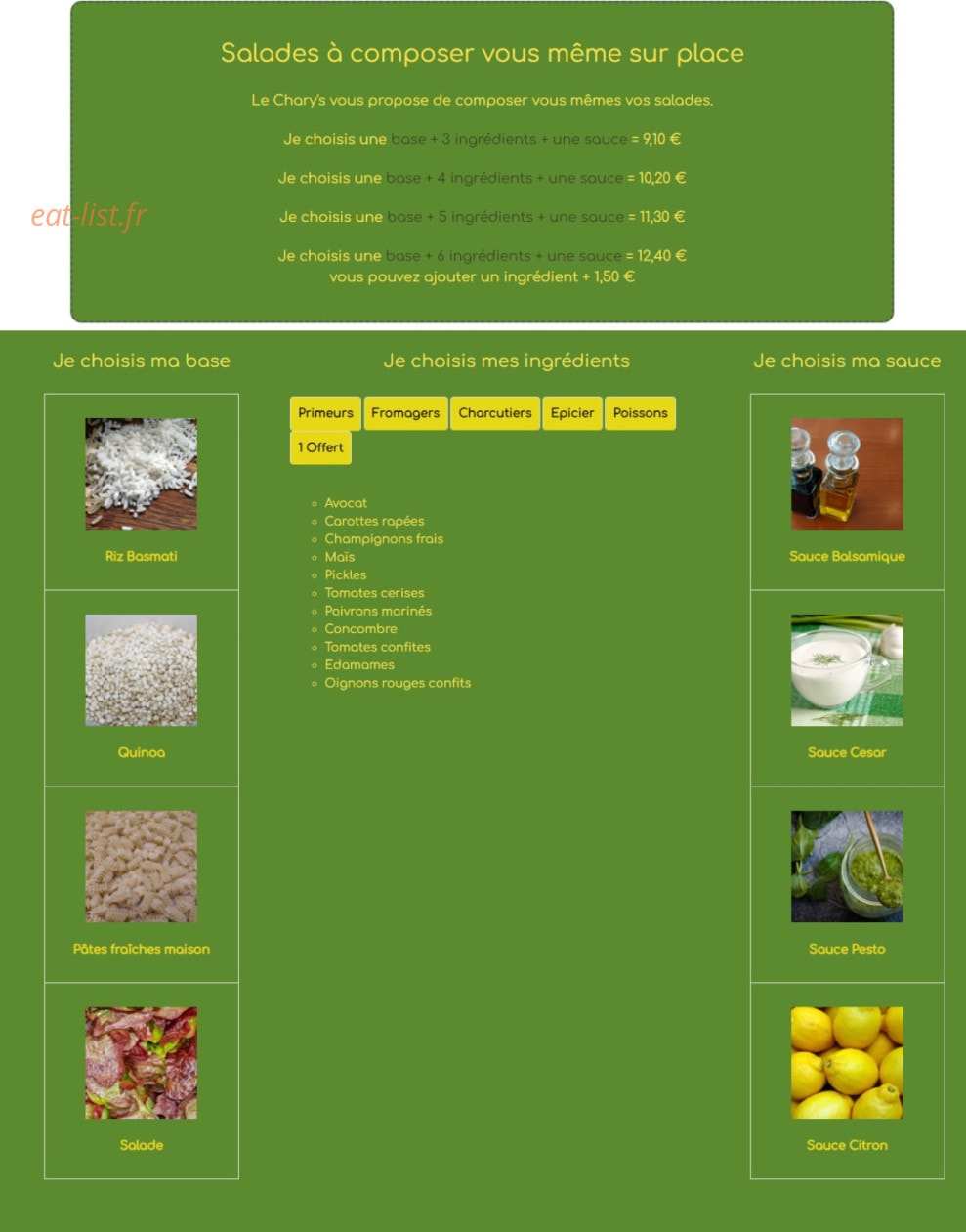 Chary's — carte page 2