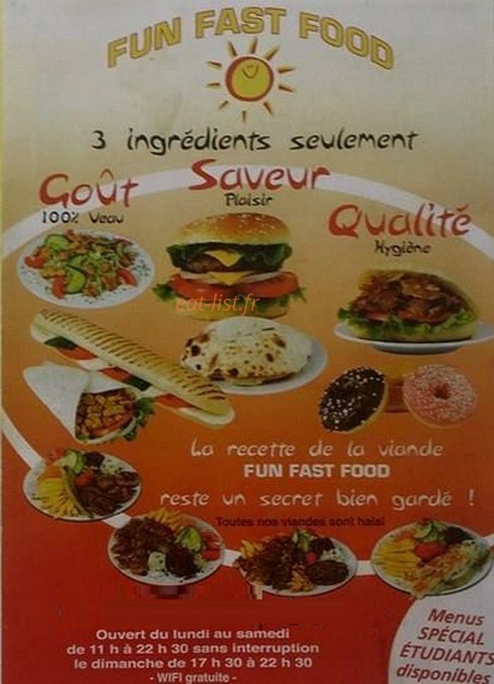 Fun Fast Food — carte page 1