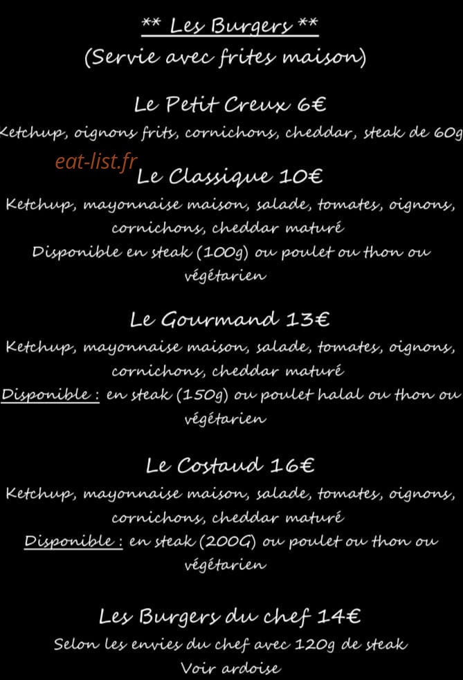 Les Burgers de Lancrel — carte page 1