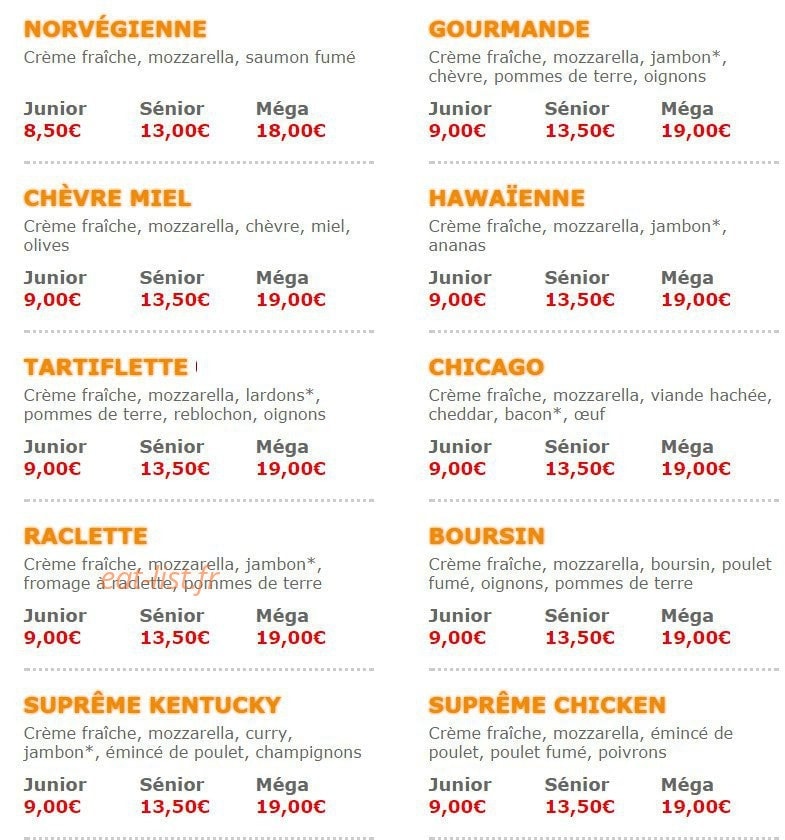 Pizza Crousty — carte page 3