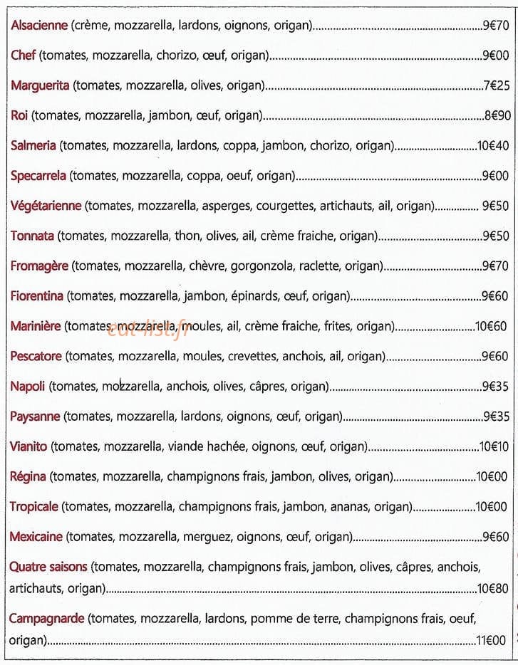 Pizzeria Napoli — carte page 2