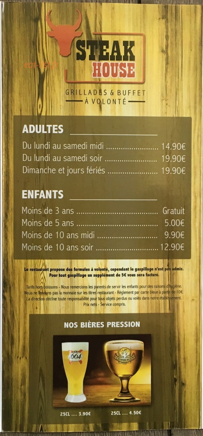 Steak House — carte page 2