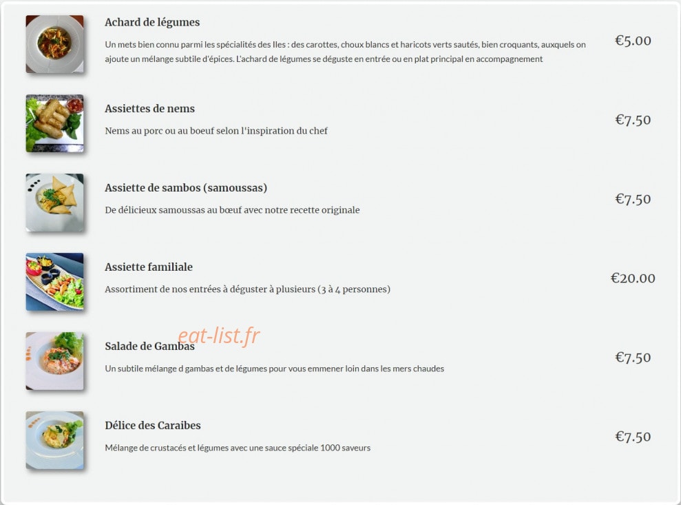Au Coin des 1000 Saveurs — carte page 1