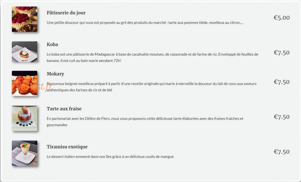 Au Coin des 1000 Saveurs — carte page 3
