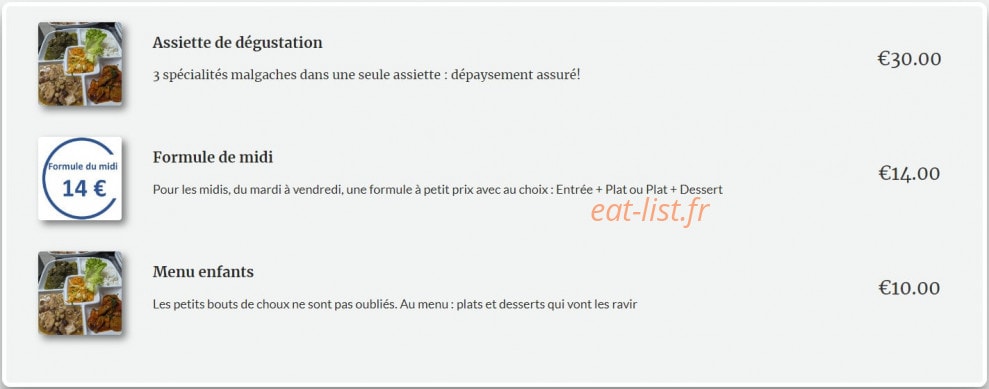 Au Coin des 1000 Saveurs — carte page 4