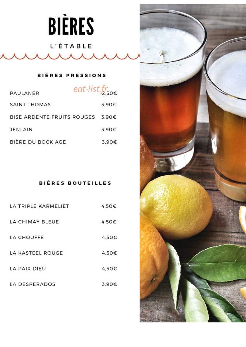 Bar L’Etable — carte page 3