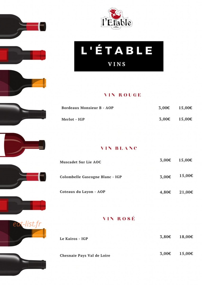Bar L’Etable — carte page 4