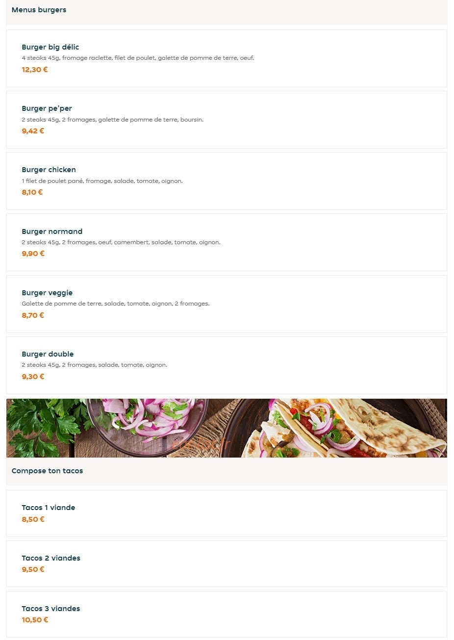 New Delice — carte page 1