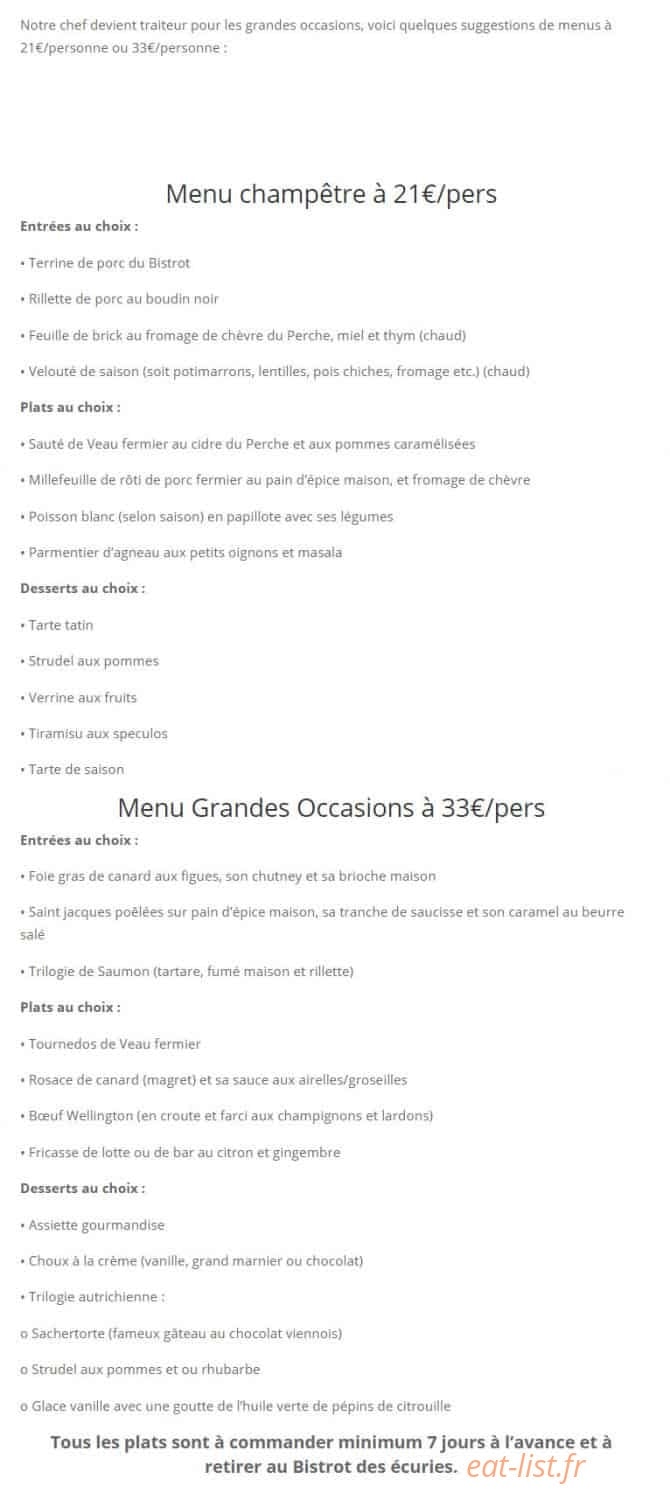 Bistrot des Ecuries — carte page 2