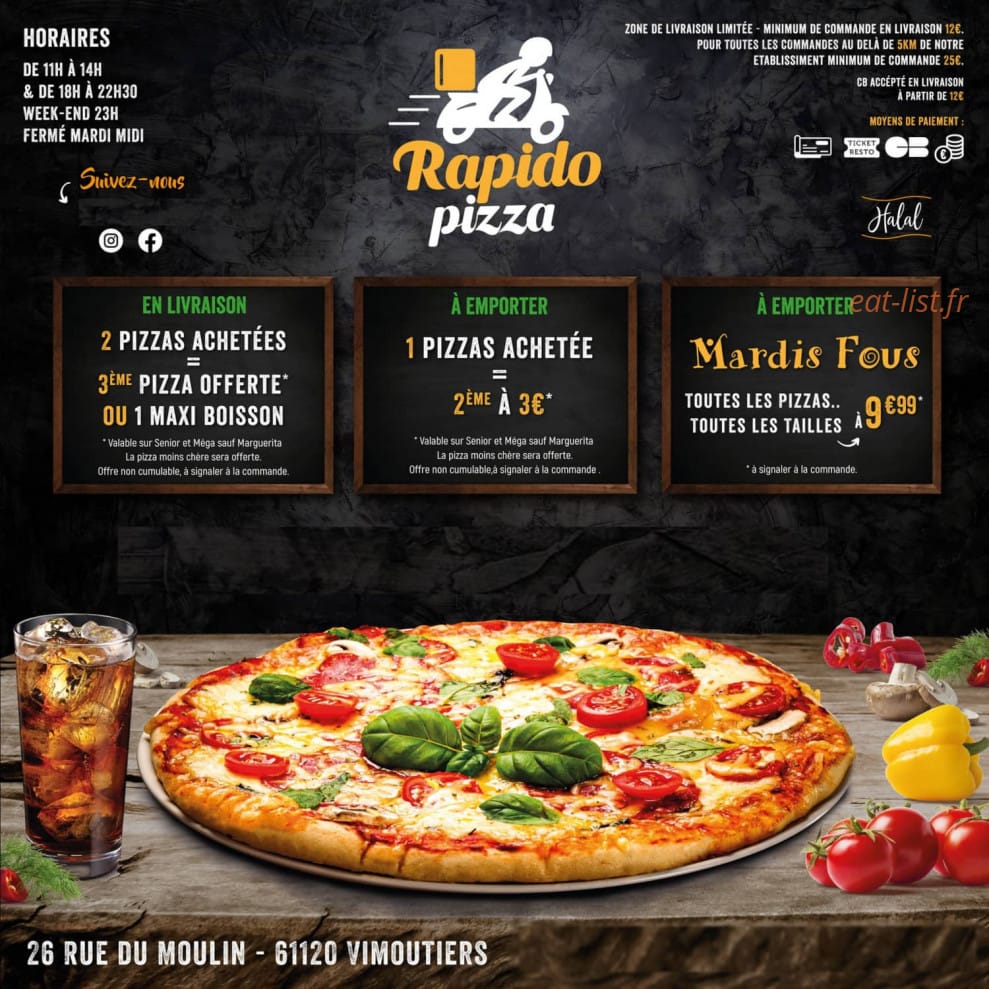 Rapido pizza — carte page 1
