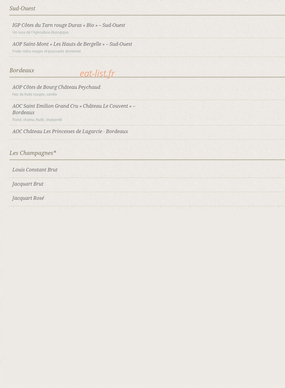 À la Dînette Gourmande — carte page 12