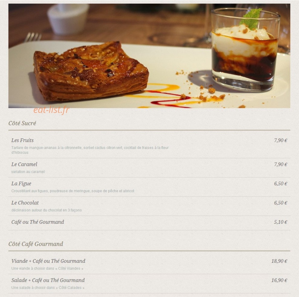À la Dînette Gourmande — carte page 4