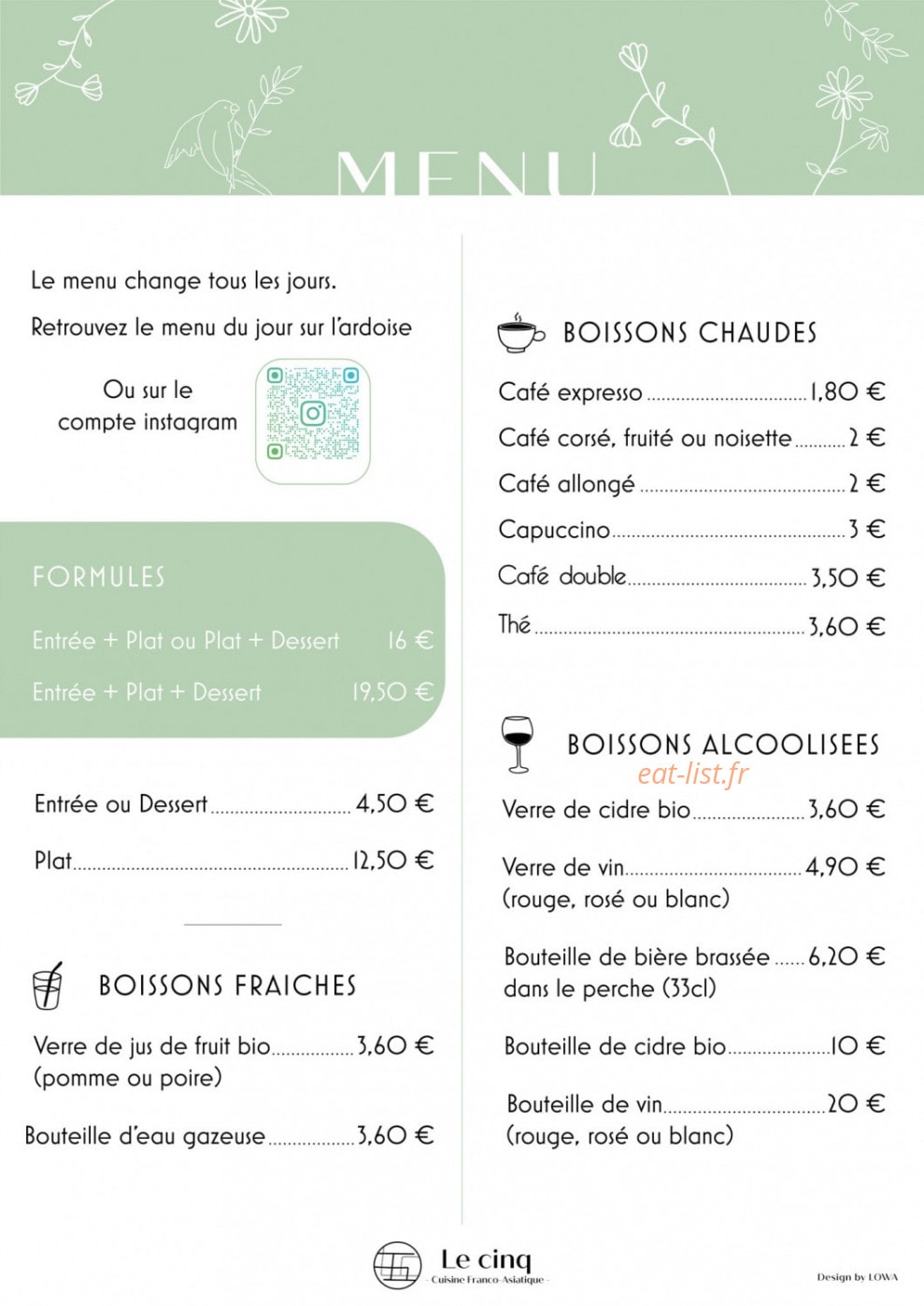 Le Cinq — carte page 1